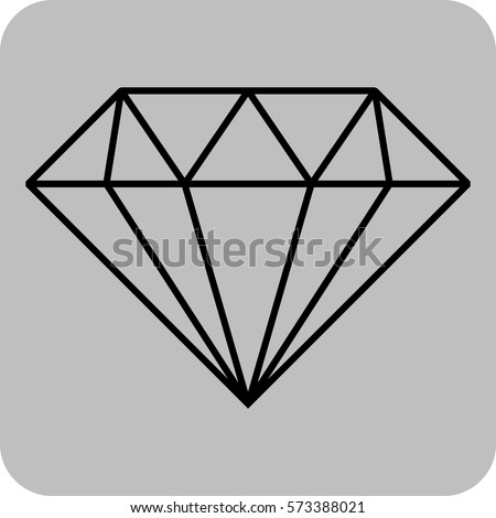 Vector Illustration of Diamond . Outline Diamond For Web Icon in Black
