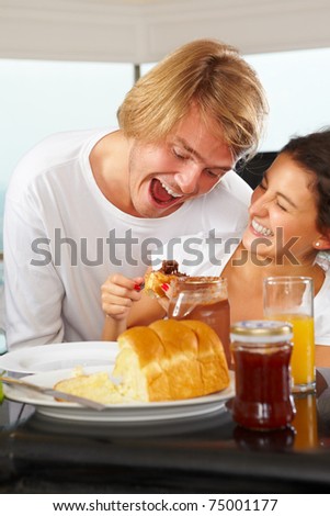 Couple enjoying their time together during breakfast time