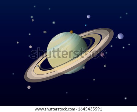 SATURN and moons: Titán, Encélado, Mimas, Tetis, Dione, Jápeto, Rea, Hiperión
