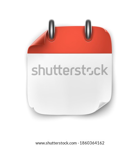 Realistic blank calendar icon isolated on white background. Vector illustration.