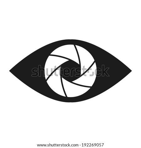 Shutter eye conceptual flat abstract icon. Vector illustration