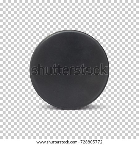 Realistic ice hockey puck isolated on transparent background. Vector illustration.