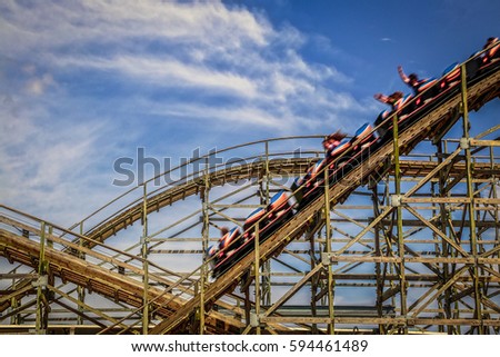 Similar – Image, Stock Photo Wooden roller coaster