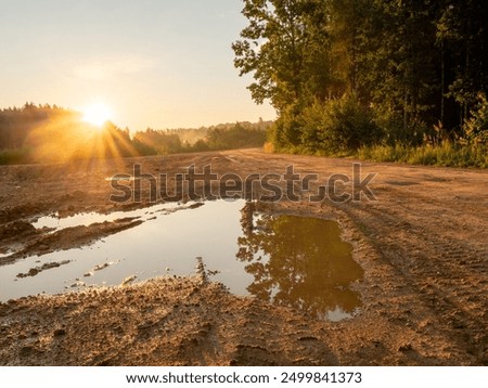 Similar – Image, Stock Photo Road, puddle and reflection