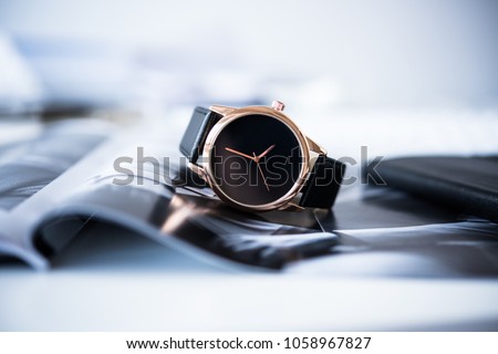 Elegant business men fashion no brand wrist watch, men fashion a 商業照片 © 