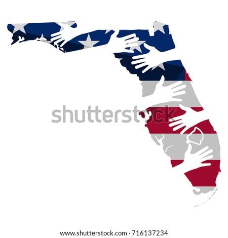 Hands Helping Florida Vector Illustration
