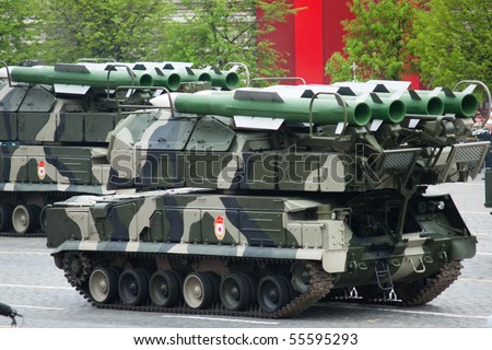 MOSCOW - MAY 6: BUK-M2 missile system. Dress rehearsal of Military Parade on 65th anniversary of Victory in Great Patriotic War on May 6, 2010 on Red Square in Moscow, Russia