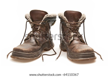 Old Brown Boots Isolated On White Stock Photo 64110367 : Shutterstock