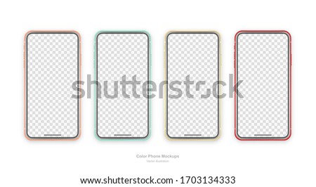 Set of vector phones isolated on white background. Realistic template. Mock up with empty screen for business presentations.