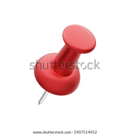 Red push pin isolated on white background. Thumbtack. Vector illustration