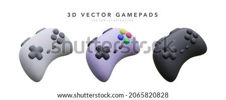 Realistic gamepads collection isolated on white background. Vector illustration