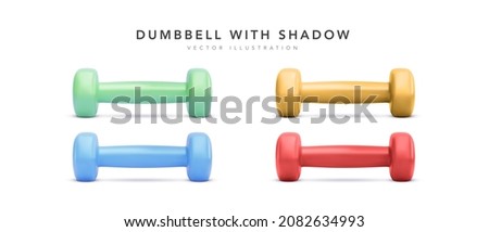 Set of 3d realistic colour dumbbells with shadow isolated on white background. Vector illustration Photo stock © 
