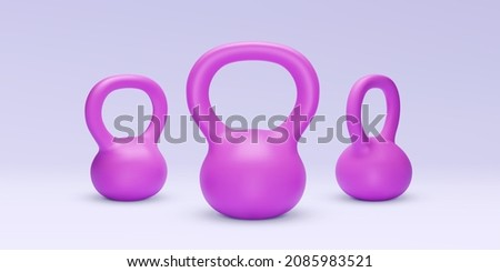 Set of realistic pink 3d weights isolated on a light background. Vector illustration