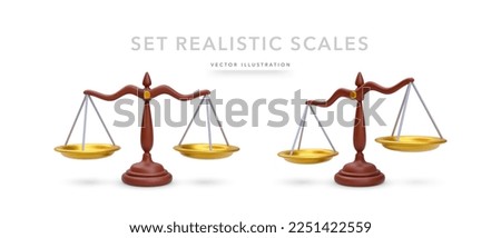 Set of 3d realistic scales with shadow isolated on white background. Vector illustration