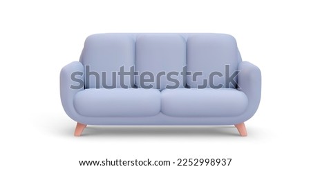3d realistic gray sofa with shadow in minimalistic style isolated on white background. Vector illustration