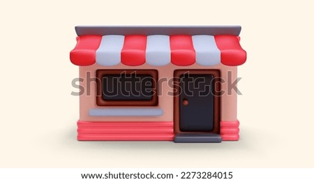 3d realistic colour store with shadow isolated on yellow background. Vector illustration