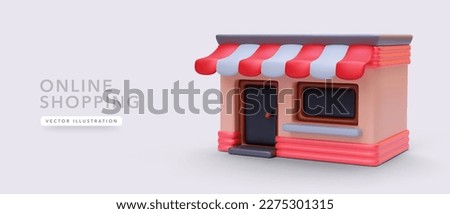 3d realistic store with shadow. Online shopping concept. Vector illustration