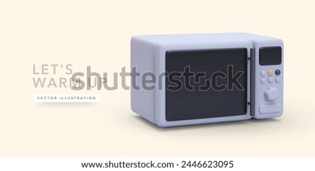 3d realistic gray microwave oven with shadow isolated on light background. Vector illustration