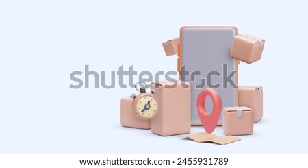 Online order tracking concept in 3d realistic style. Vector illustration