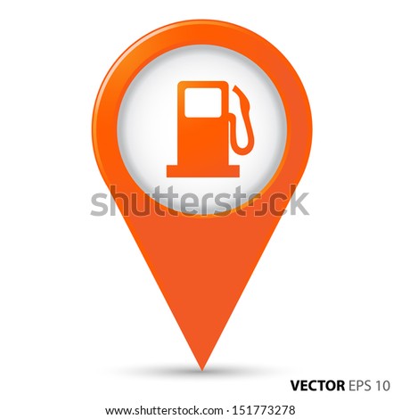 Map pointer with gas station icon
