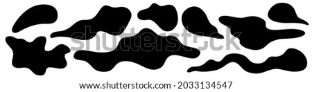 Irregular amorphous blob shapes, liquid amoeba asymmetric forms. Black ink puddle splash, fluid stain isolated on white background. Vector illustration Zdjęcia stock © 
