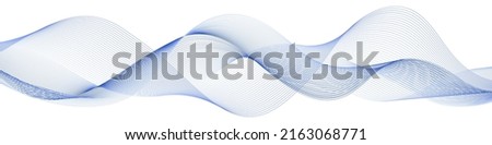 Blue wave swirl swoosh.  Flowing sea water; air wind dynamic movement, undulate curve lines. Modern design element for banner border decor, isolated on white background. Vector illustration Stock foto © 
