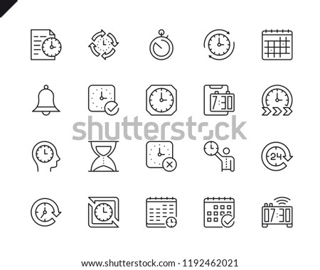 Simple Set of Time Related Vector Line Icons. Linear Pictogram Pack. Editable Stroke. 48x48 Pixel Perfect Icons.