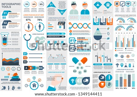 Medical infographic elements data visualization vector design template. Can be used for steps, options, workflow, diagram, flowchart concept, timeline, healthcare icons, research, info graphics.