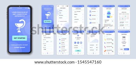Medicine smartphone interface vector templates set. Healthcare and lifestyle mobile app. Web page design layout. Pack of UI, UX, GUI screens for application. Phone display. Web design kit