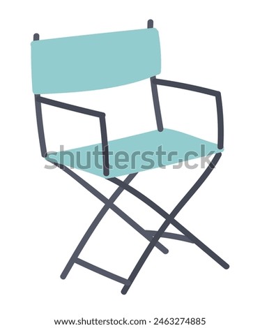 Director folding chair in flat design. Movie scene production furniture. Vector illustration isolated.