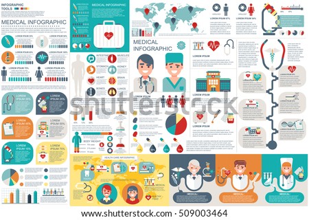 Medical infographic elements vector design template. Can be used for  circle diagram, bar graph, pie chart, process diagram, timeline infographic, healthcare, research, set information infographics.