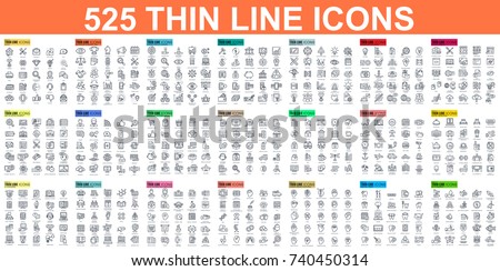 Simple set of vector thin line icons. Contains such Icons as Business, Marketing, Shopping, Banking, E-commerce, SEO, Technology, Medical, Education, Web Development, and more. Linear pictogram pack.