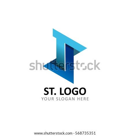 Initial Letter S T or T J Logo Stock fotó © 