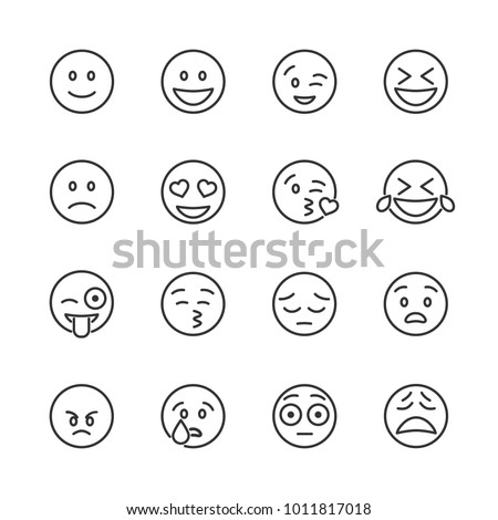 Vector image of set of emoticons line icons.