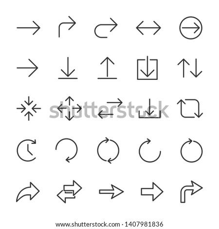 Vector set of arrows for website and app line icons.