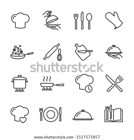 Vector set of cooking line icons.