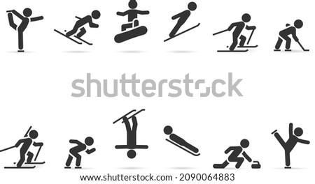 Vector set of winter sports. Contains figure skating, snowboarding, alpine skiing, speed skating, curling, hockey and more. Сток-фото © 