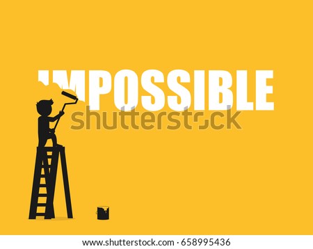Businessman erasing the word impossible. Vector illustration.