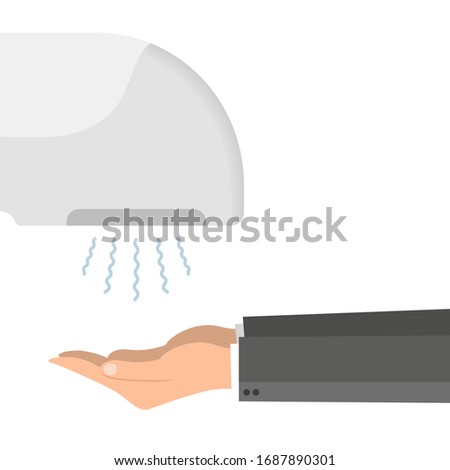 Hand Dryer In Public Toilet Vector Illustration