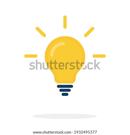 abstract vector flat design lightbulb with sparkle on violet backround lamp