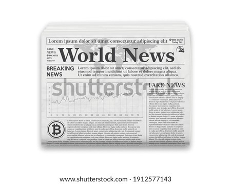 Realistic vector illustration of black and white newspaper layout.