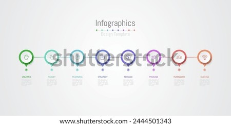 Infographic 8 options design elements for your business data. Vector Illustration.