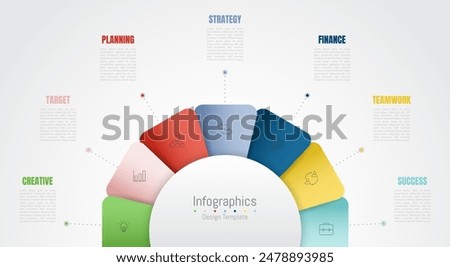 Infographic 7 options design elements for your business data. Vector Illustration.