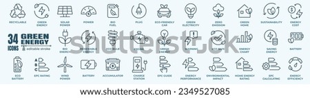 Carbon footprint, CO2 neutral, net zero, sustainable development editable stroke outline icons set isolated on white background flat vector illustration. Pixel perfect.