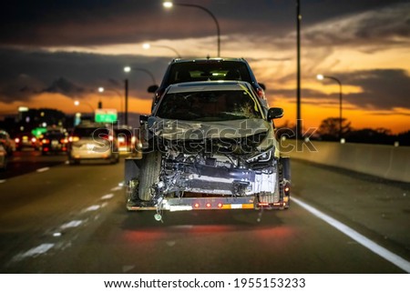 Similar – Image, Stock Photo Crashed car loading=