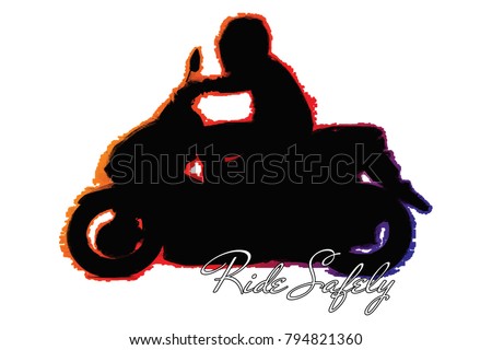 People riding motorcycle vector with gradient stroke.