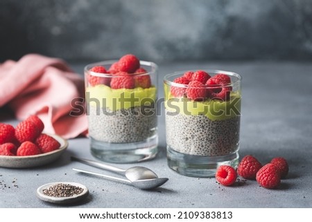 Similar – Image, Stock Photo Chia pudding parfait with red grapes and almonds