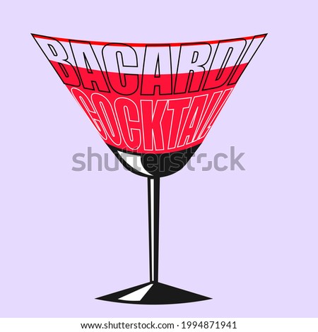 minimalistic lettering logo of bacardi cocktail on light background