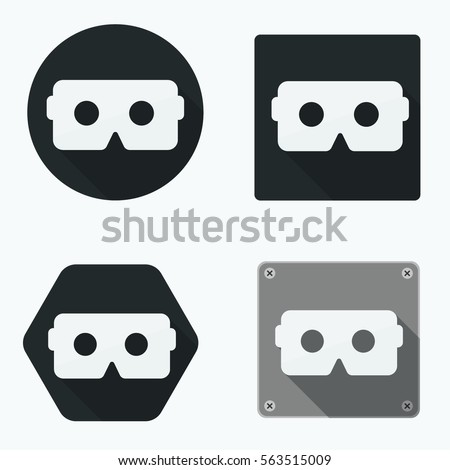 Virtual Reality VR black flat icon set