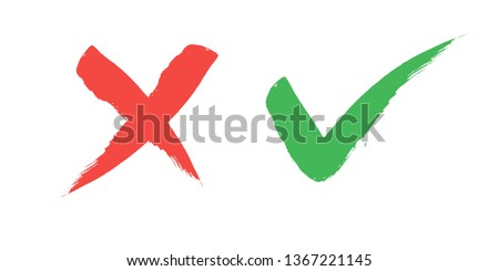 tick and Cross sign elements. vector buttons for vote, election choice, check marks, approval signs design. Red X and green OK symbol icons check boxes. Check list marks, choice options, survey signs.